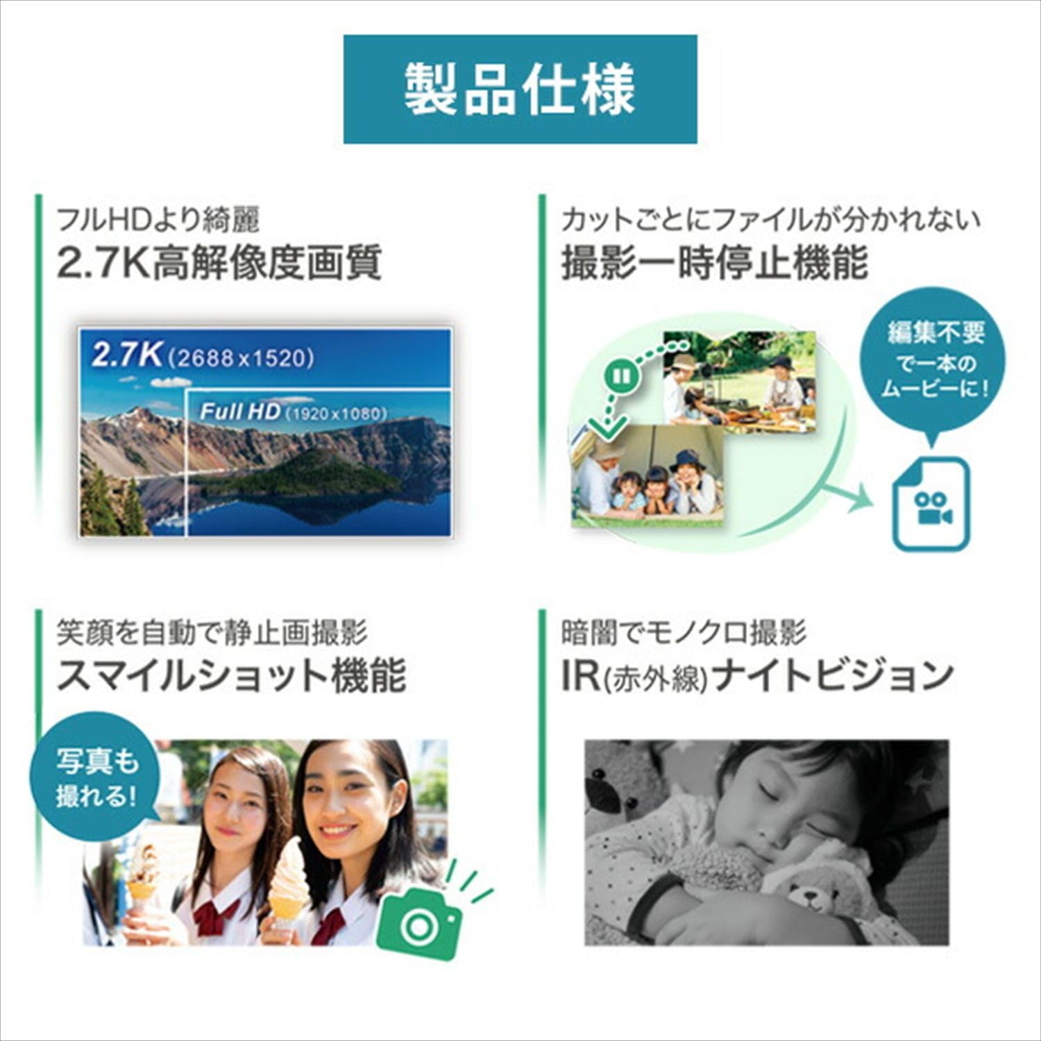 Amazon.co.jp: フィールドスリー デジタルビデオカメラ 2.7K